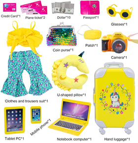 ebuddy doll outfit yellow crop top and floral pants simple to dress for small hands