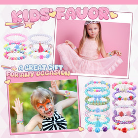 Ecally 50 Pcs Kids Bracelets with bows, durable elastic wear for daily play.