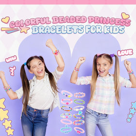 Ecally 50 Pcs Kids Bracelets colorful beads, easy to put on and off for little hands.