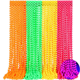 Ecally neon beads necklace 33in UV glow creates vivid mood lighting.