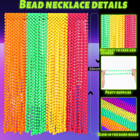 Ecally neon beads necklace 33in wedding accessory for vibrant wedding photos.