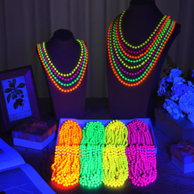 Ecally neon beads necklace 48-piece pack for bulk party fun.