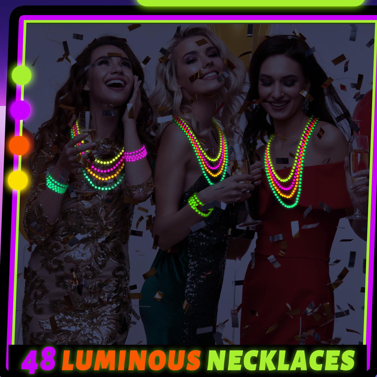 Ecally neon beads necklace colors mix adds vibrant style at events.