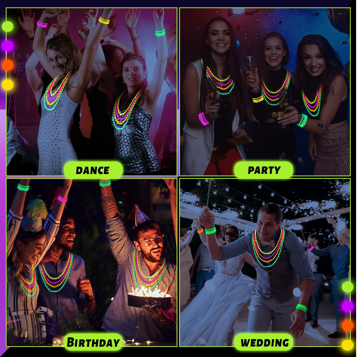 Ecally neon beads necklace outfit idea for bold UV looks.