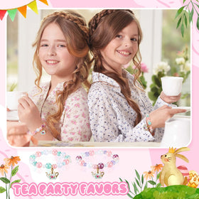 Ecally tea party bracelet colorful beads, playful accessory for themed events.