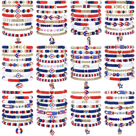 Ecation 96-pack patriotic bracelets in red, white and blue for Independence Day celebrations.