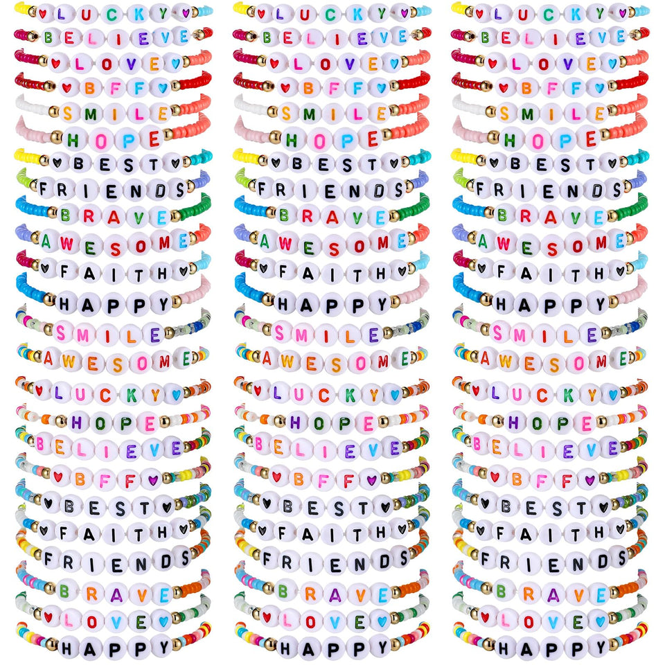 Ecation 96-pack beaded bracelets collection showcases vibrant styles for everyday wear.