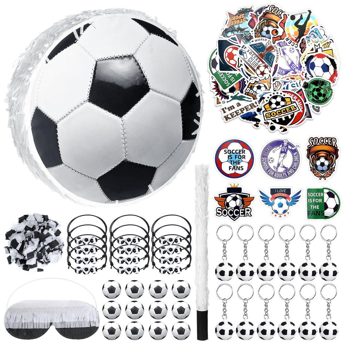 Ecation soccer pinata with durable construction, ideal as a centerpiece and party activity.
