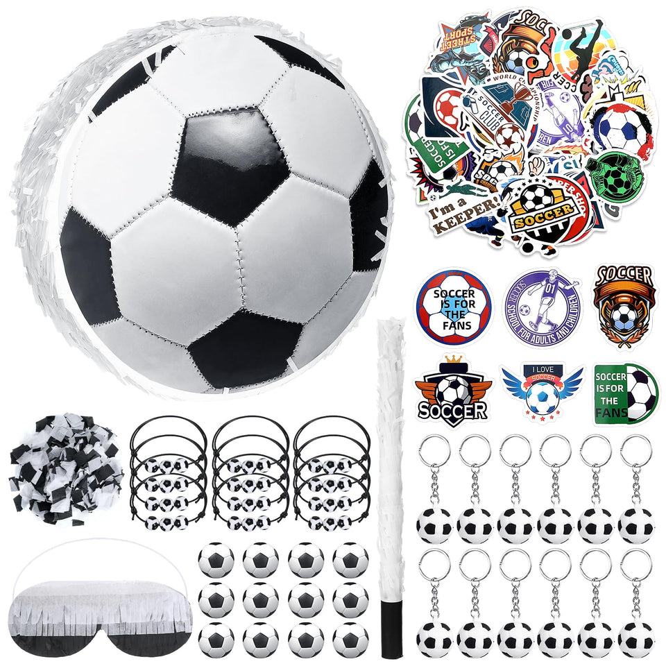 Ecation soccer pinata with durable construction, ideal as a centerpiece and party activity.