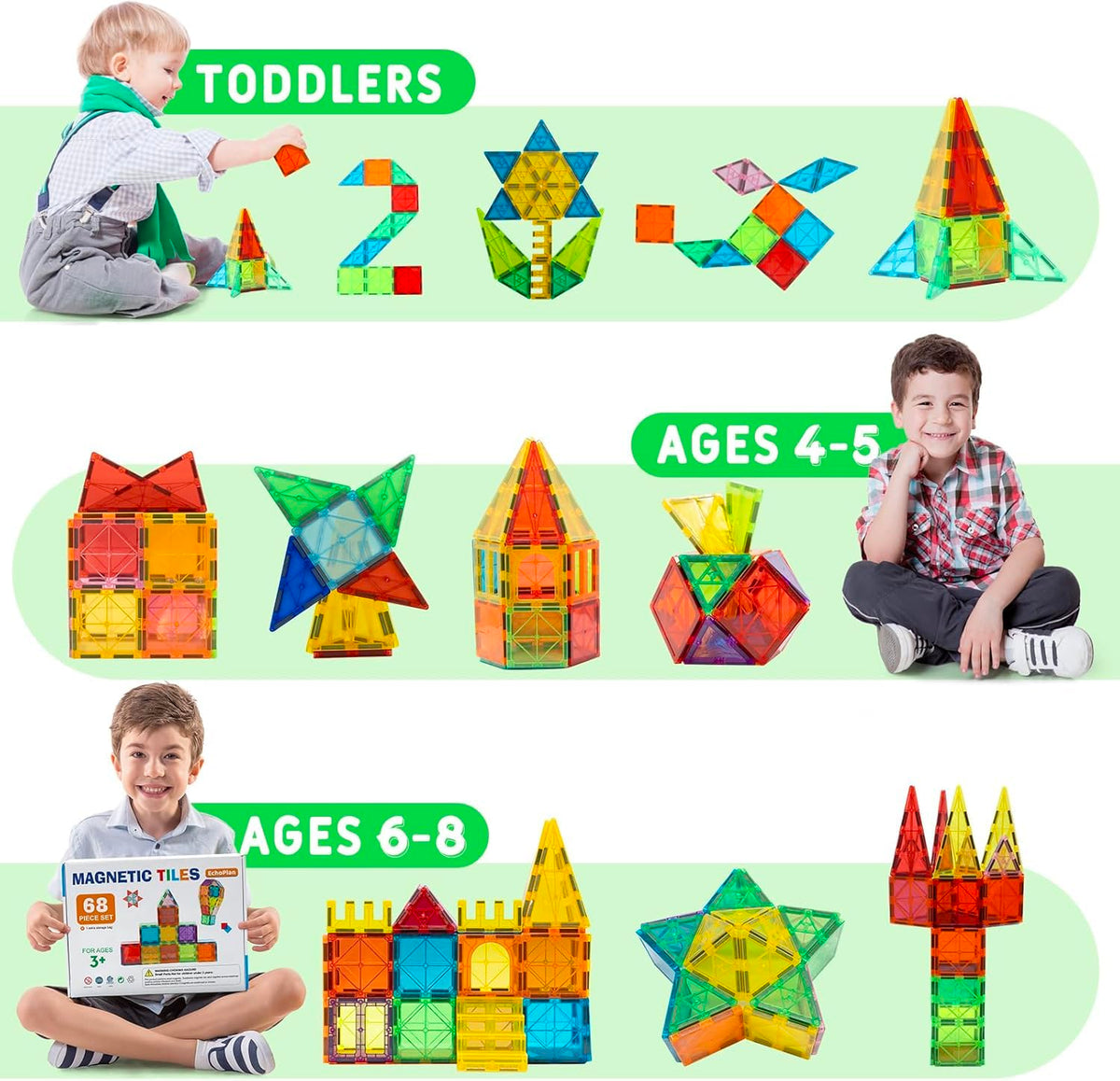 EchoPlan magnetic tiles foster collaborative play and design for groups.