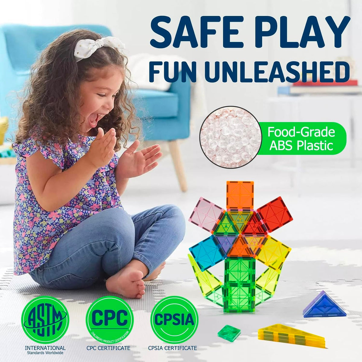EchoPlan safe, durable ABS plastic tiles for kid-friendly construction.