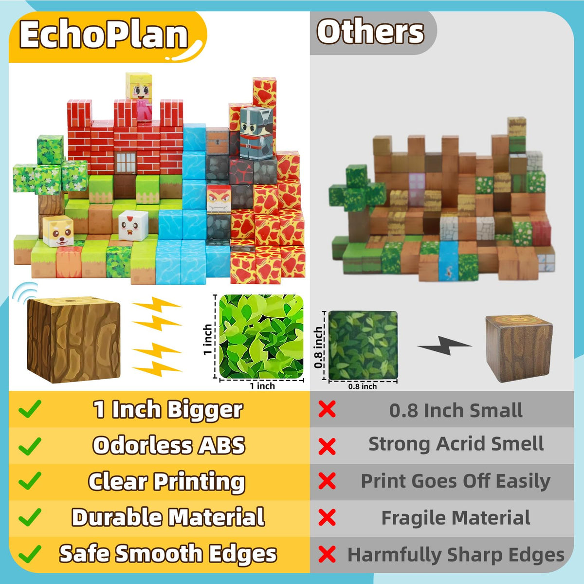EchoPlan colorful blocks enable hands-on STEM learning through play.