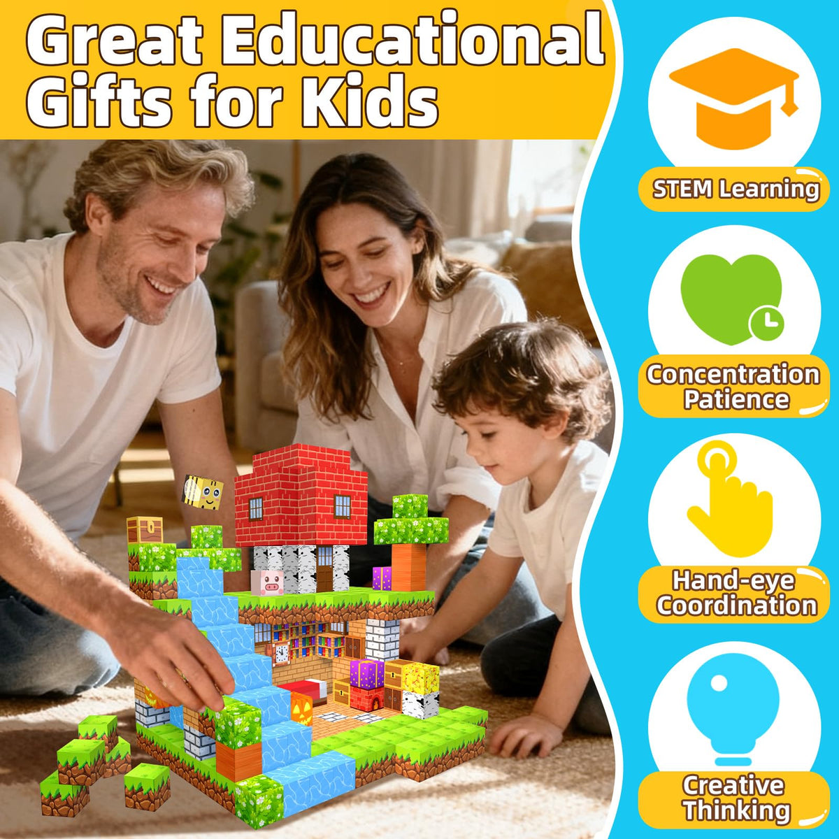 EchoPlan blocks produce a pleasant jingling sound that enhances sensory play.