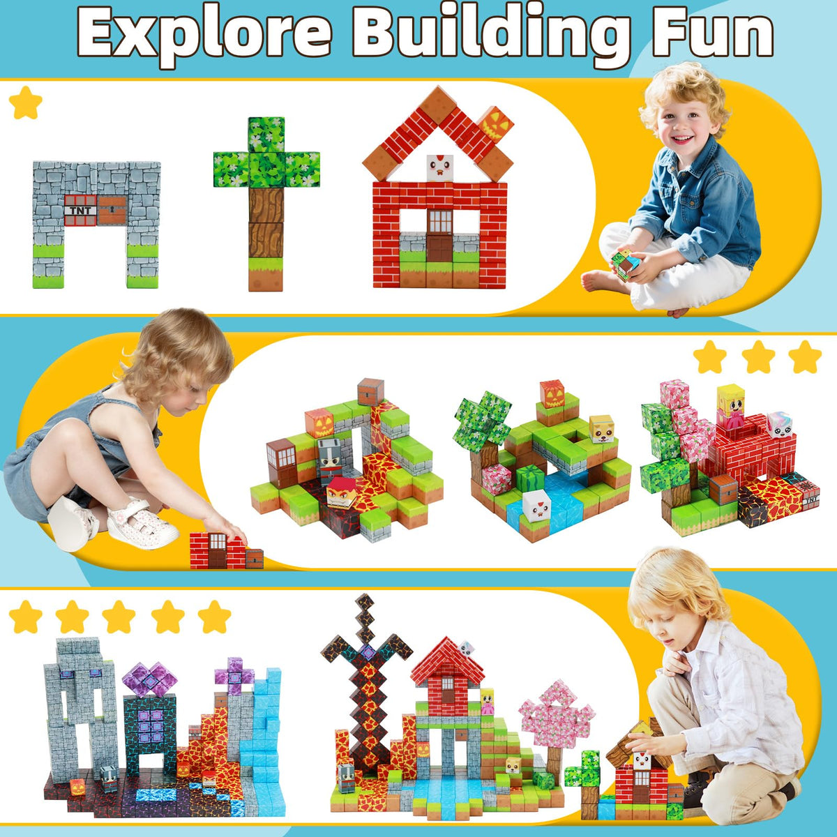 EchoPlan blocks produce a jingling sound during play to stimulate senses.
