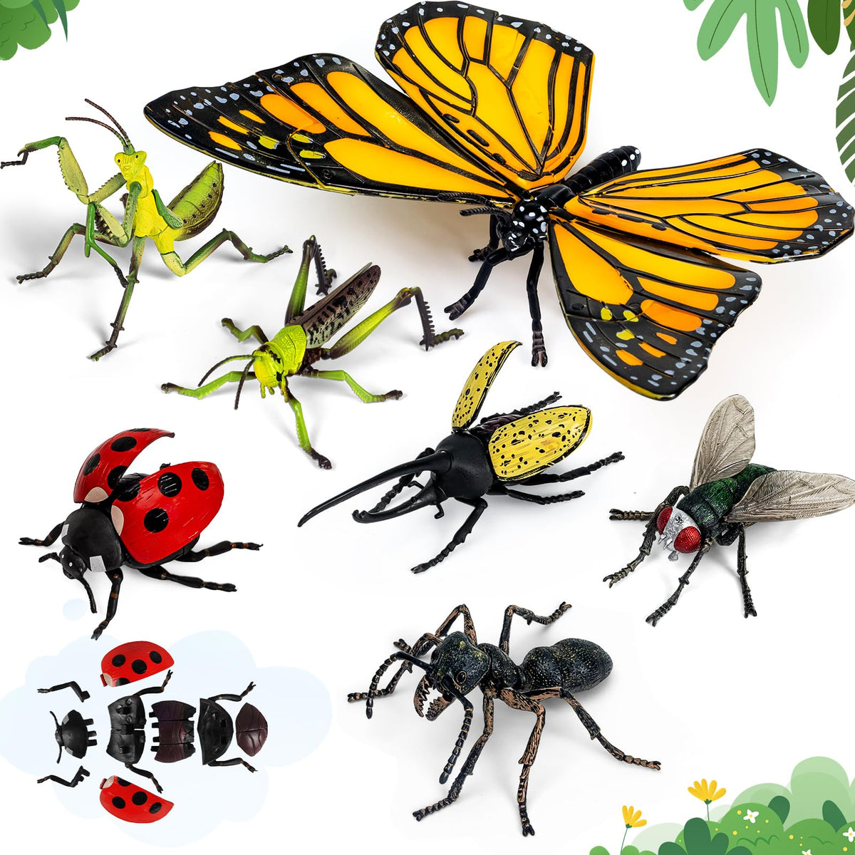 ECOHDT 7pcs lifelike 3D insect collection for hands-on science exploration.