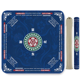ECOLEMON Mahjong Mat in blue, flat lay, showcasing ample surface for tabletop play