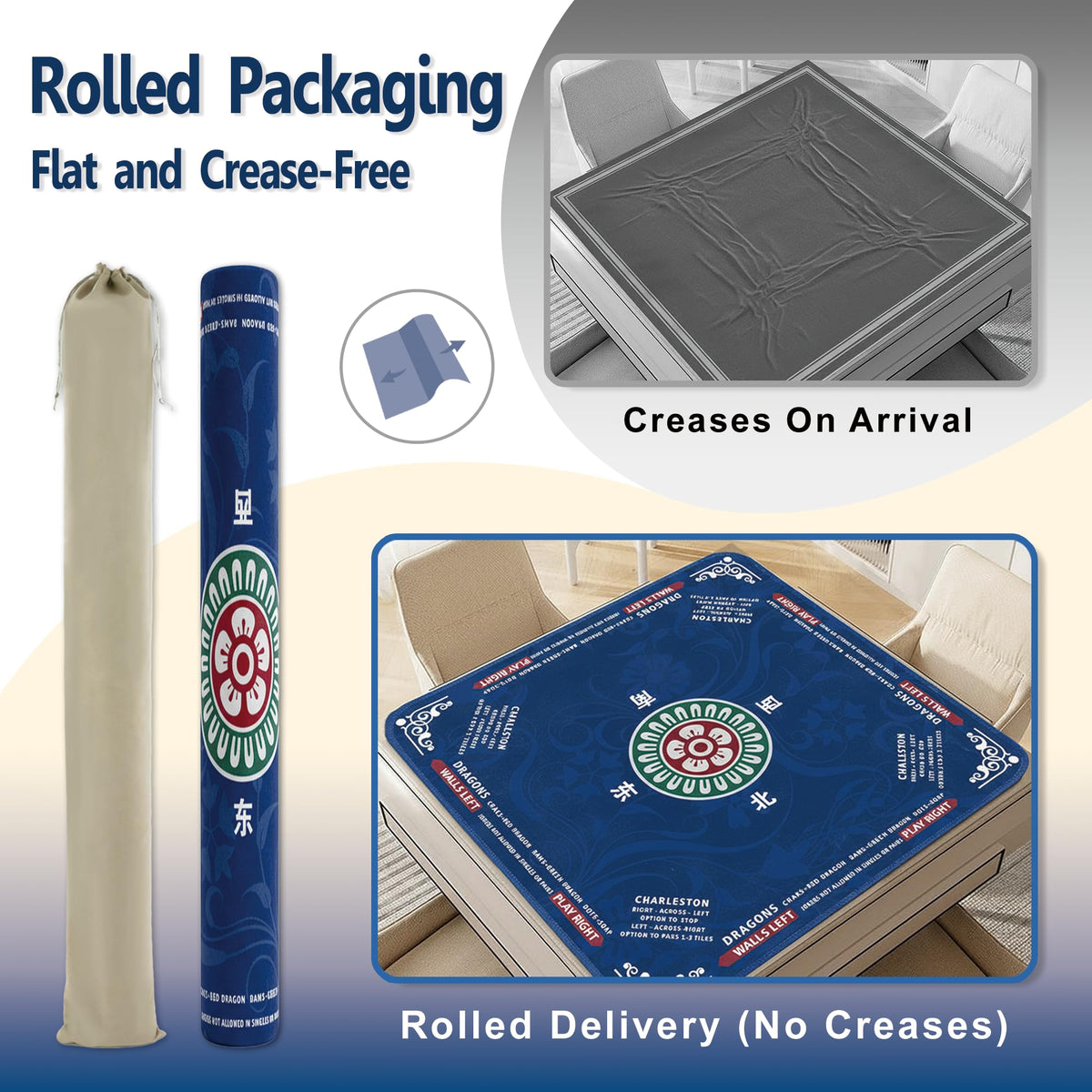 ECOLEMON Mahjong Mat with Charleston guide visible for quick learning