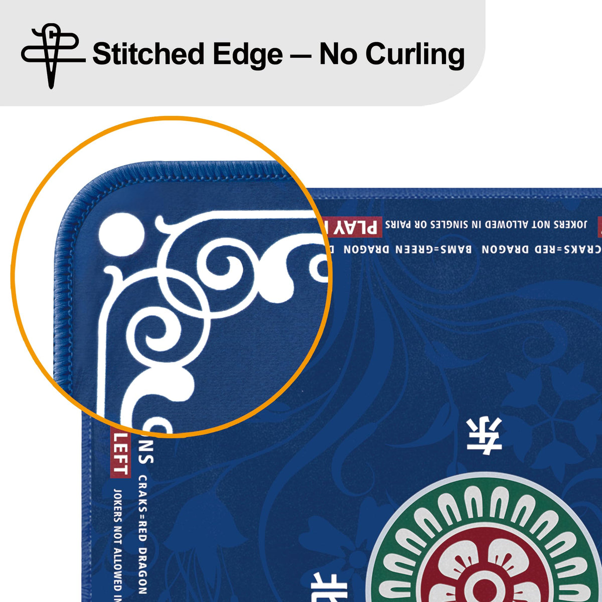 ECOLEMON Mahjong Mat with non-slip rubber backing remains securely in place