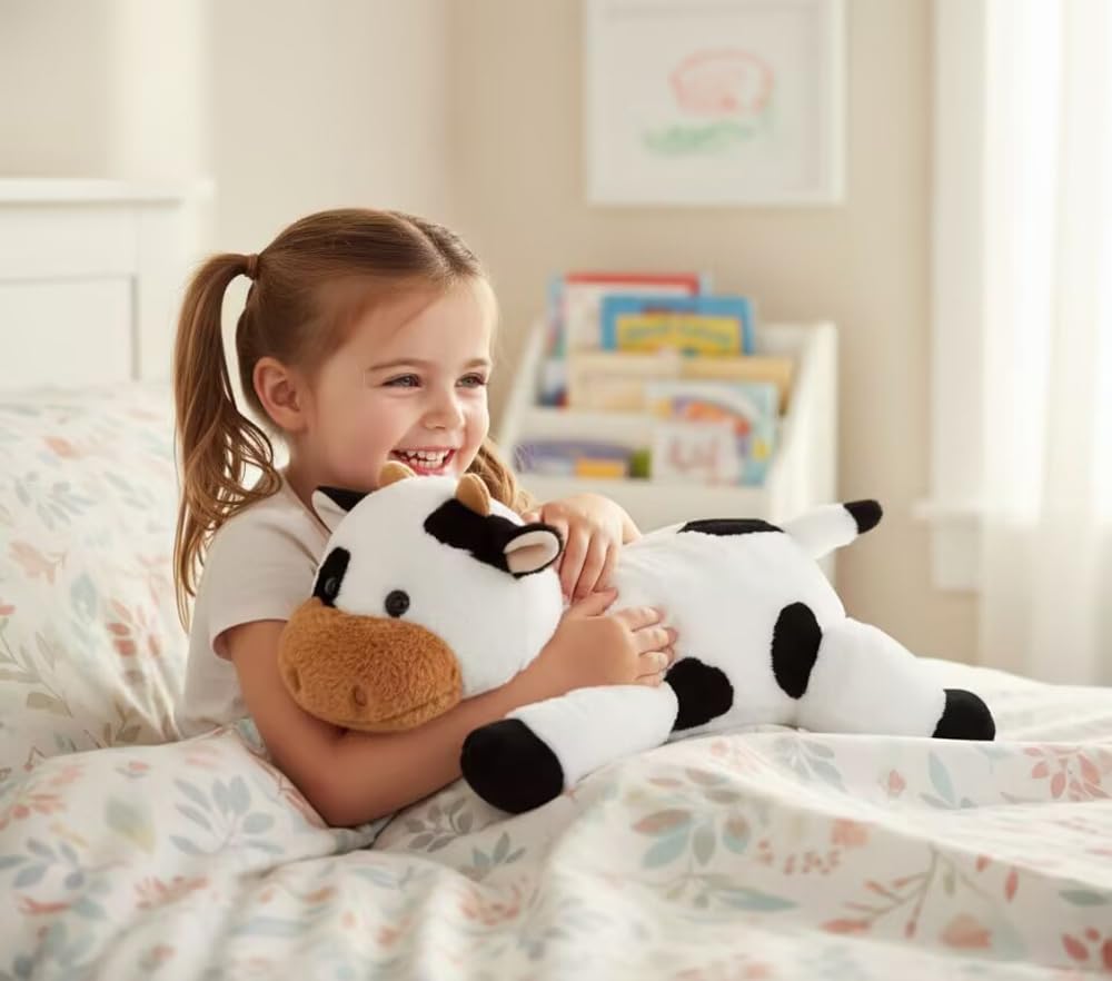 Ecolley cow plush abdomen distribution, balanced weight during play.