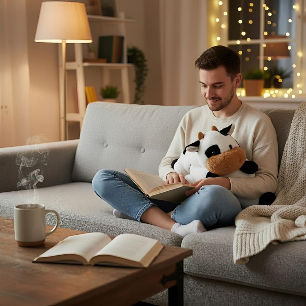 Ecolley cow plush bedroom decor, adds cozy charm to any space.