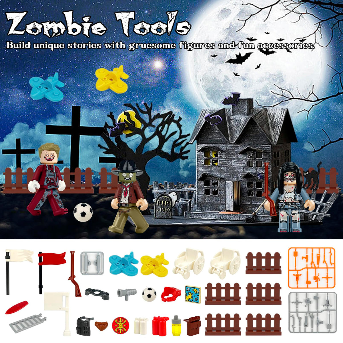 econoLED zombie accessories weapons and barriers boost play setups