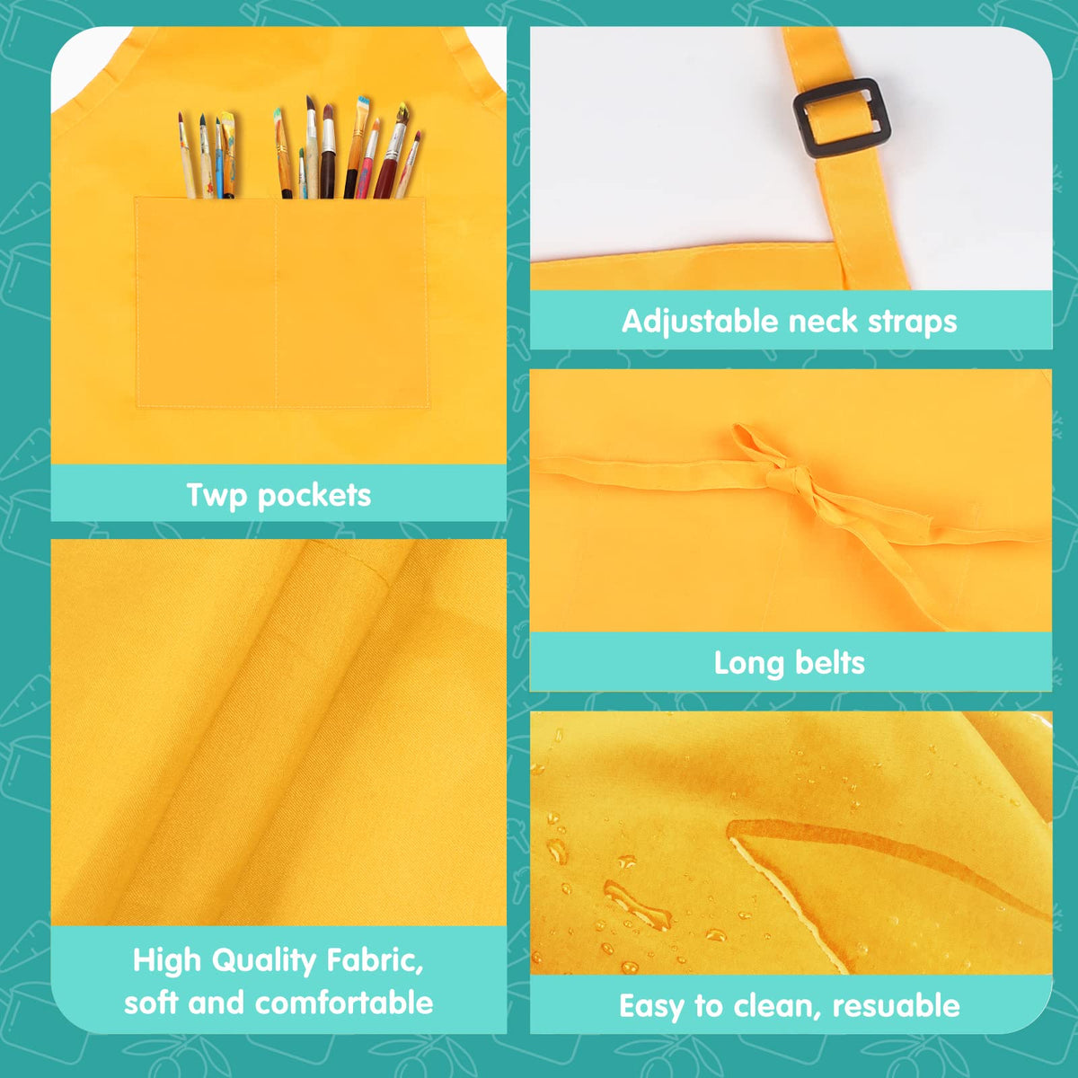 Ecoofor XL kids aprons color palette back view showing color options for organization