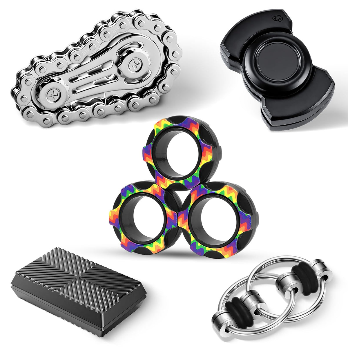 EcoPetVibe 5-piece metal fidget toy set for stress relief and focus