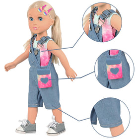 Ecore Fun denim strap pants complete the outfit for versatile play looks