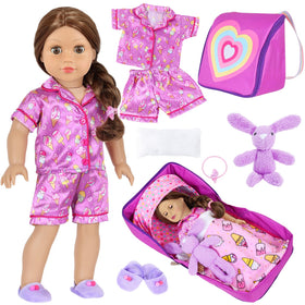 Ecore Fun 18in doll bedding bag-bed for cozy overnight play and easy storage