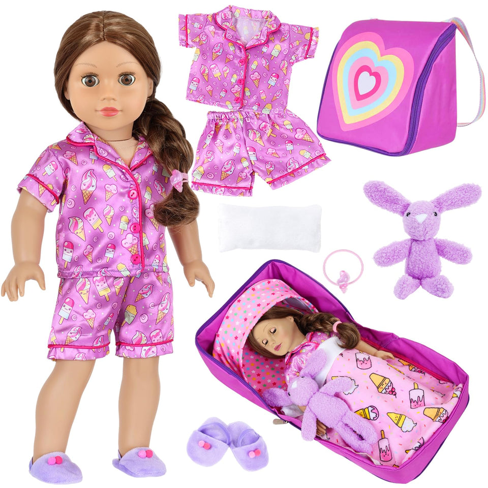 Ecore Fun 18in doll bedding bag-bed for cozy overnight play and easy storage