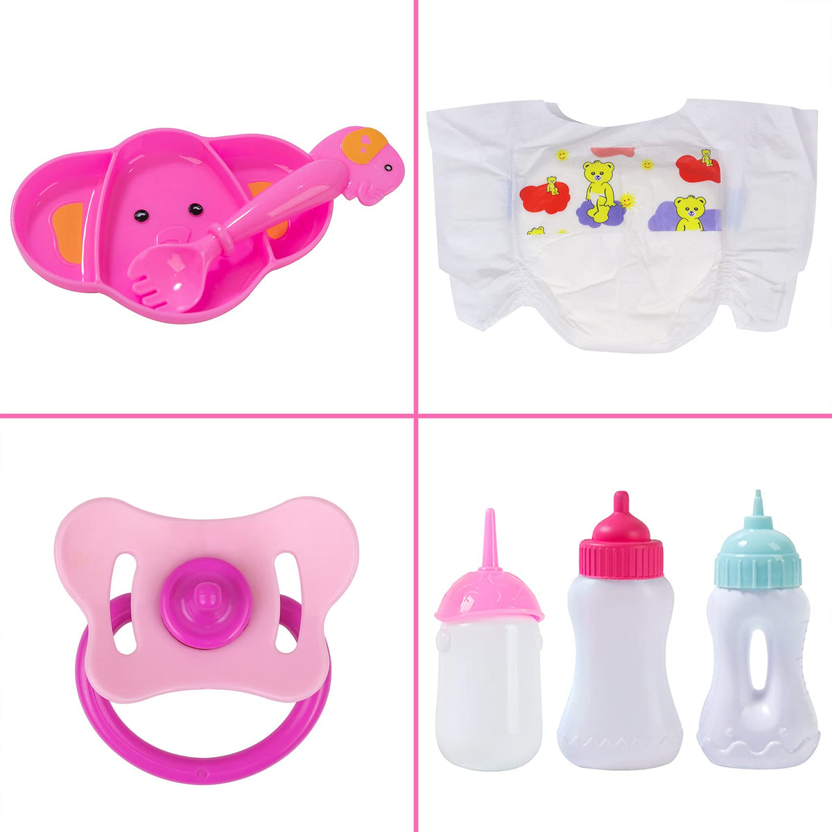 Ecore Fun baby bottles set supports realistic feeding pretend play moments
