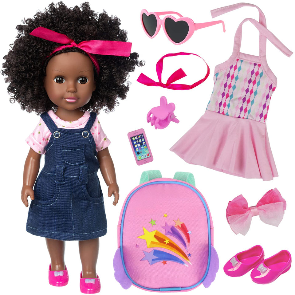Ecore Fun black doll 14.5-inch front view ready for imaginative play