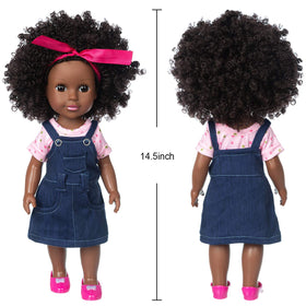 Ecore Fun black doll wearing pink dress for versatile dress-up