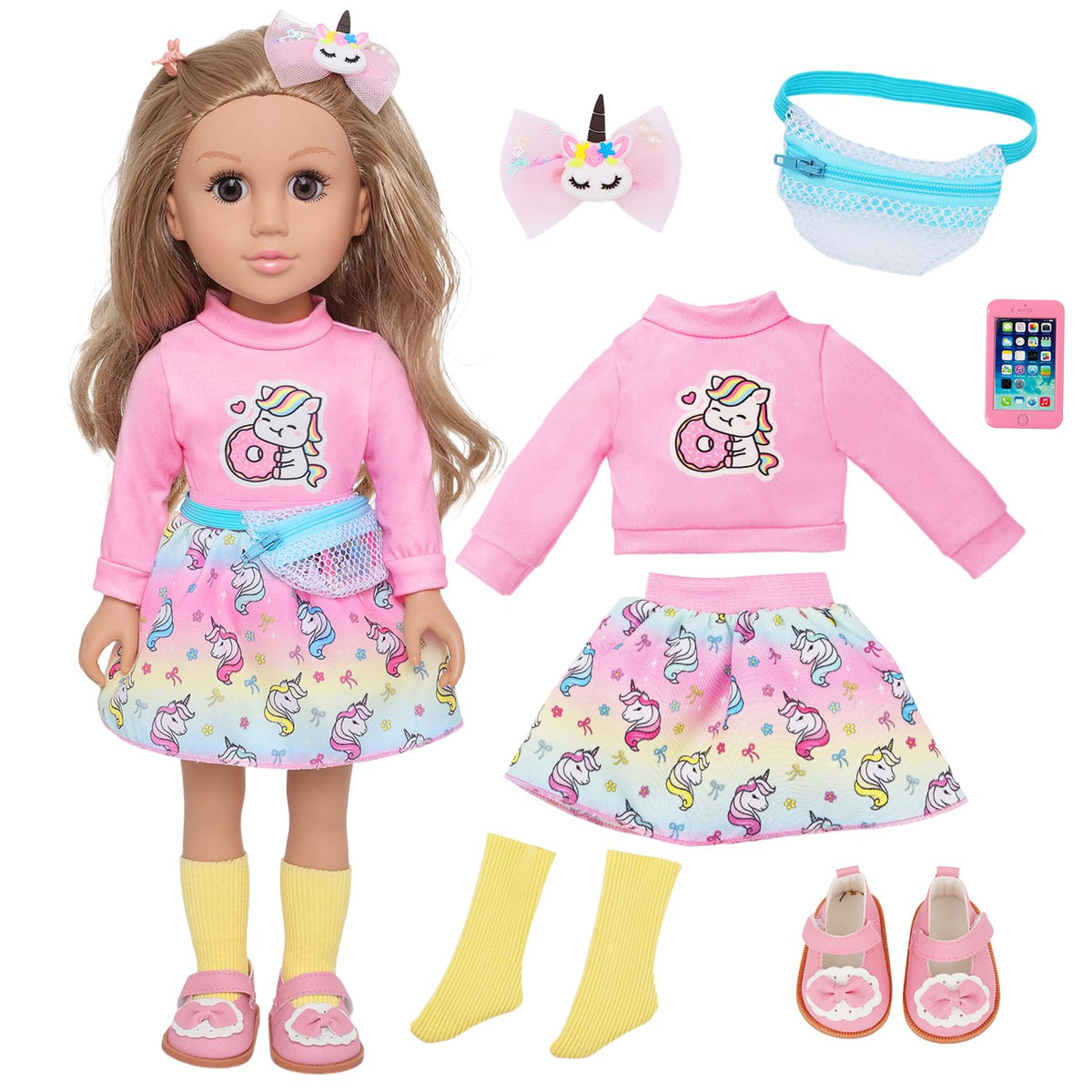Ecore Fun 18-inch doll with brown hair ready for imaginative play