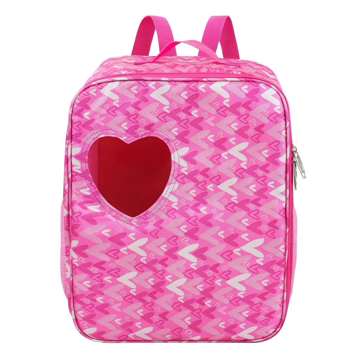 Doll backpack with pink ostrich pattern for 18 inch dolls by Ecore Fun