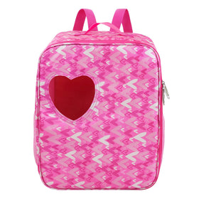 Doll backpack with pink ostrich pattern for 18 inch dolls by Ecore Fun