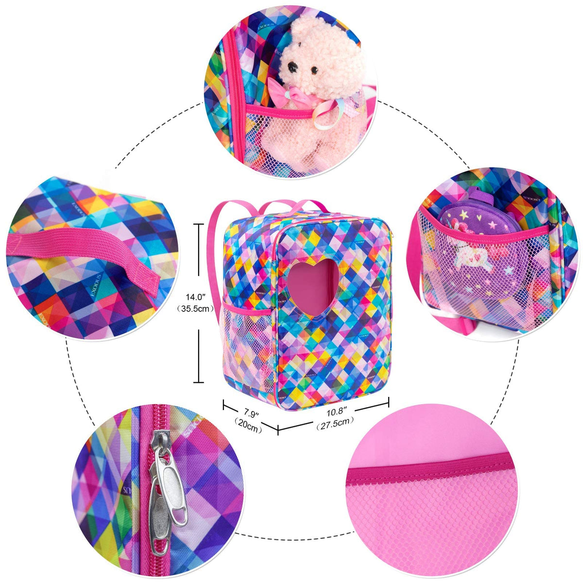 Ecore Fun doll backpack provides portable storage on the go.