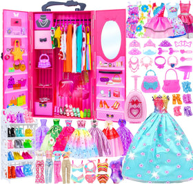 Ecore Fun doll closet wardrobe keeps 11.5-inch outfits organized for play