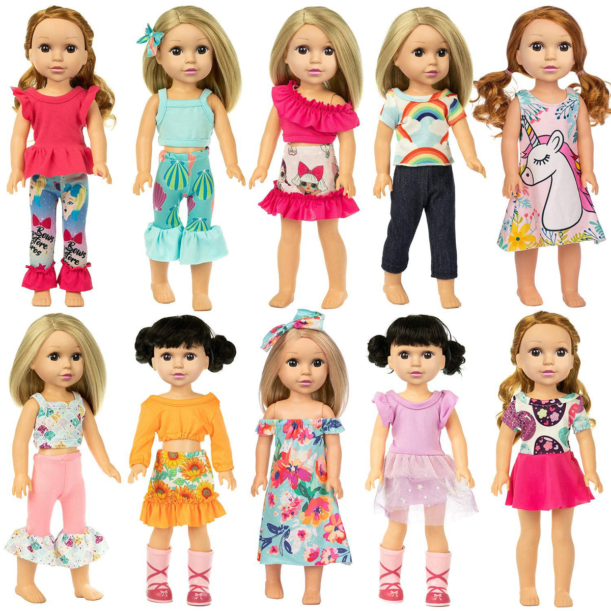 Ecore Fun doll clothes collection for imaginative play with 14.6-inch dolls.