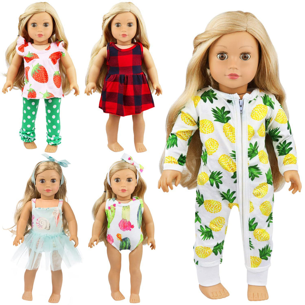 Ecore Fun doll headbands add cute finishing touches to outfits.