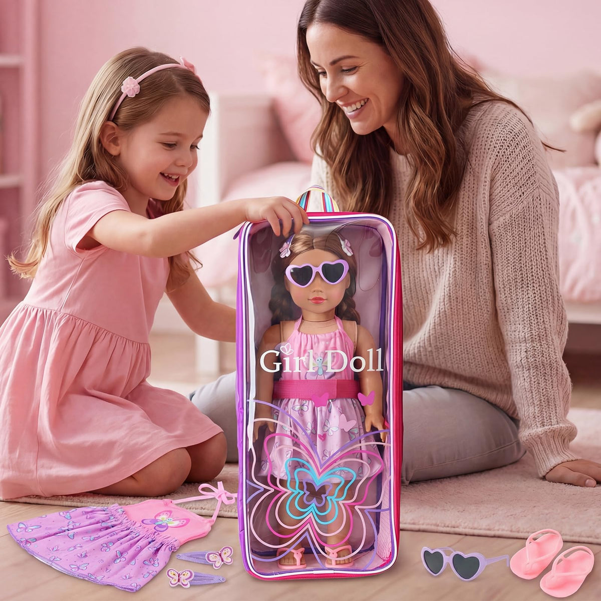 Ecore Fun hair clips, sunglasses, shoes, and stickers for quick styling.