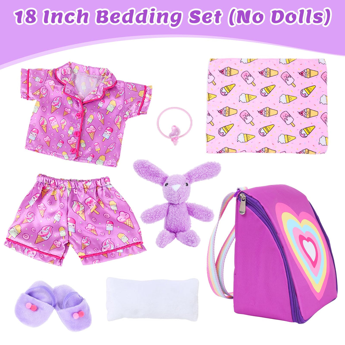 Ecore Fun ice cream pajamas top for comfy dress-up on 18-inch dolls