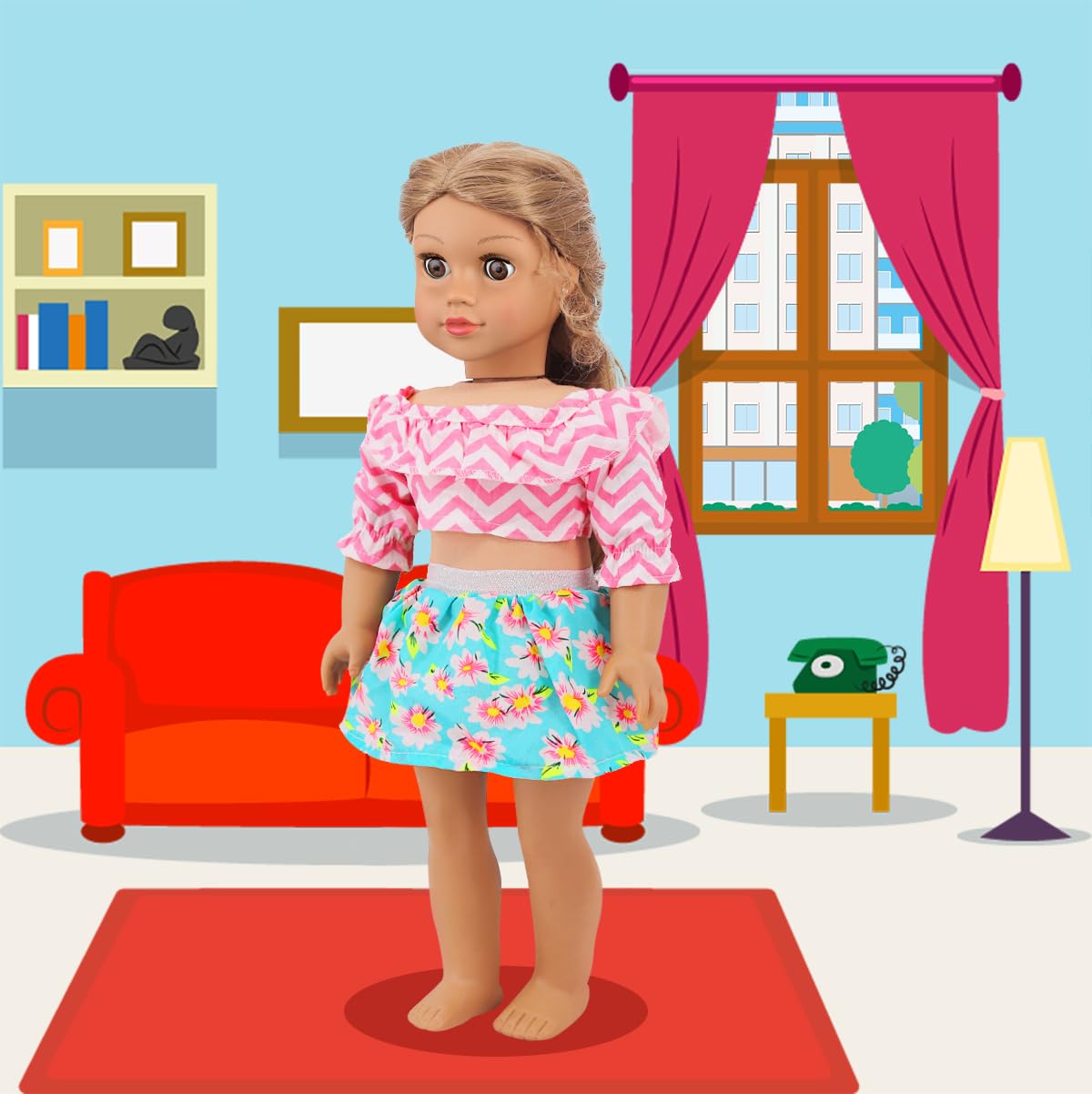 Ecore Fun colorful doll clothes, vibrant fabrics for creative wardrobe options.