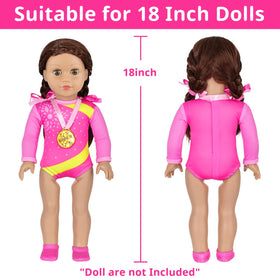 Ecore Fun 18-inch doll leotard detail showing stretchy fabric and Velcro