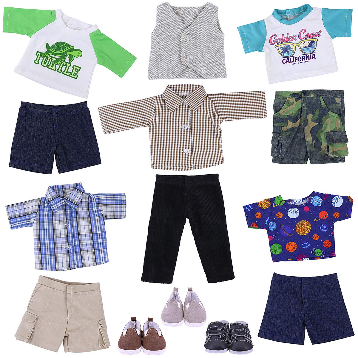Ecore Fun 3 pairs of shoes included to complete outfits for 18-inch dolls.