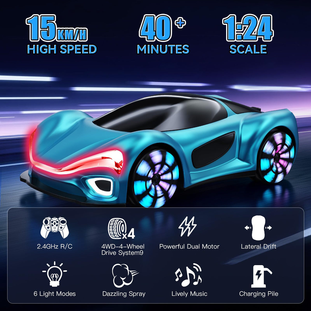 ECOSAT-QIU RC car side drift in action with responsive steering