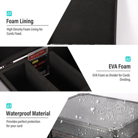 EcoVibe pre-cut EVA interior keeps cards aligned and scratch-free.