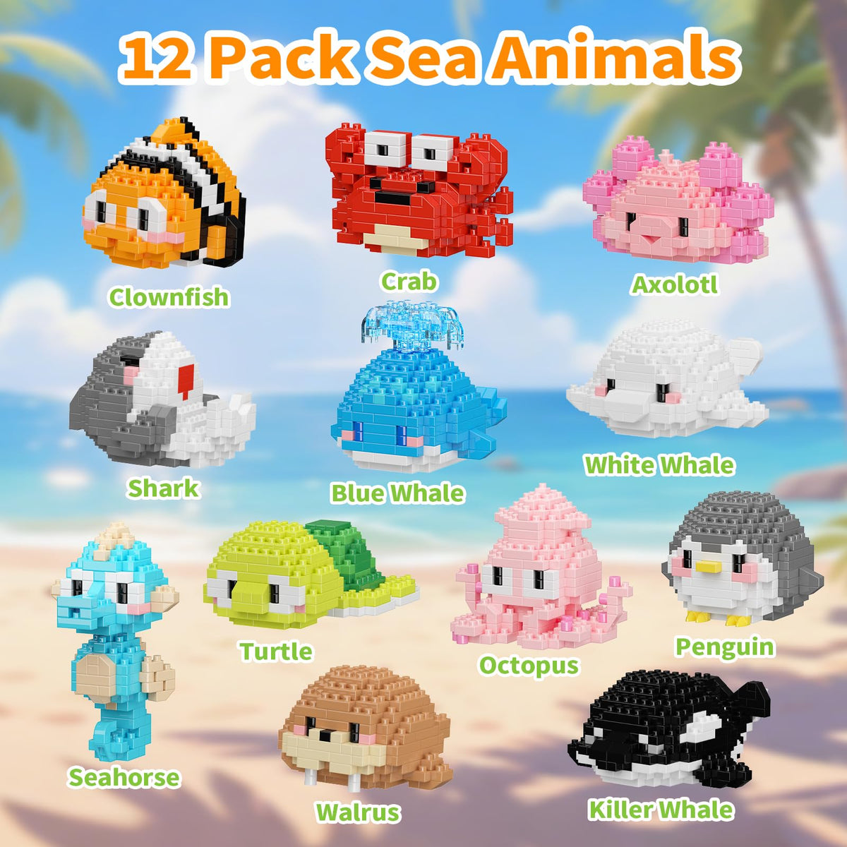 ecpoteny clownfish bricks - compact sea creature kit for tactile, engaging assembly