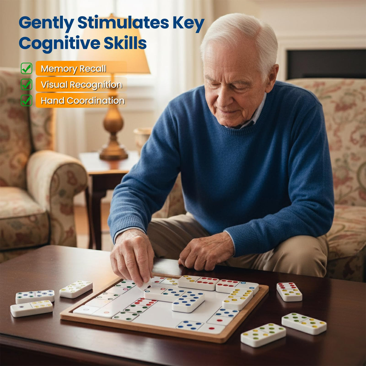 ECROUATY dementia domino board designed for easy grip and safe handling
