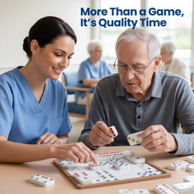 ECROUATY dementia domino group play setup for up to four participants